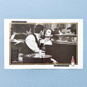 Martell Cognac Double-Page Ad – 2 Loose Gold Book Pages, Vintage Spirits Decor